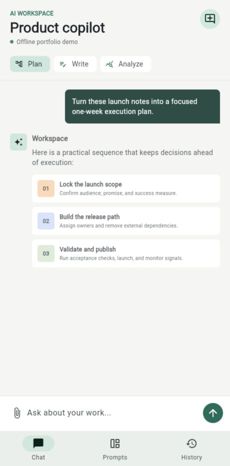 AI Workspace chat alternate view.