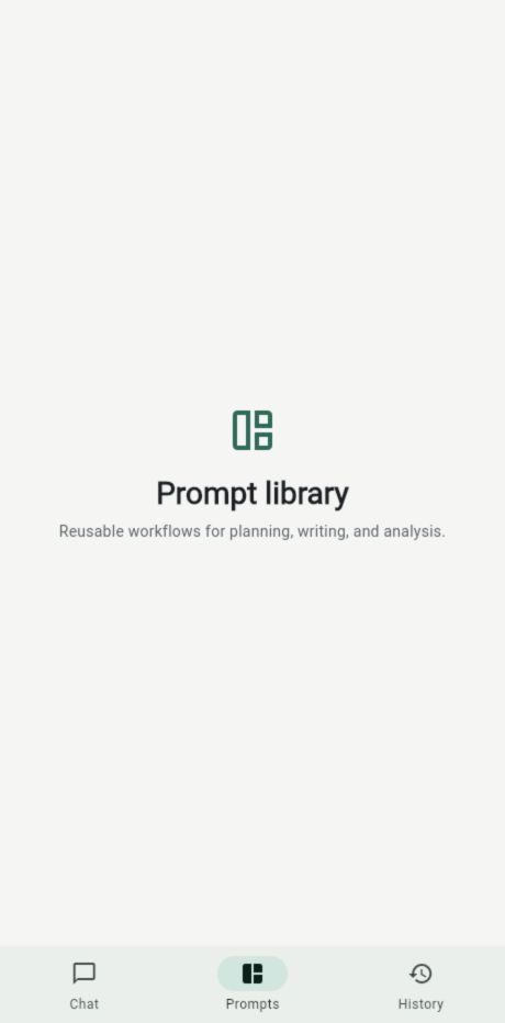 AI Workspace prompt library screen.