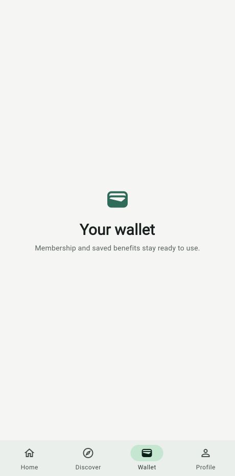 Member Perks wallet navigation screen.